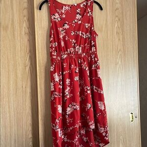 Lush Red Floral High Low Dress